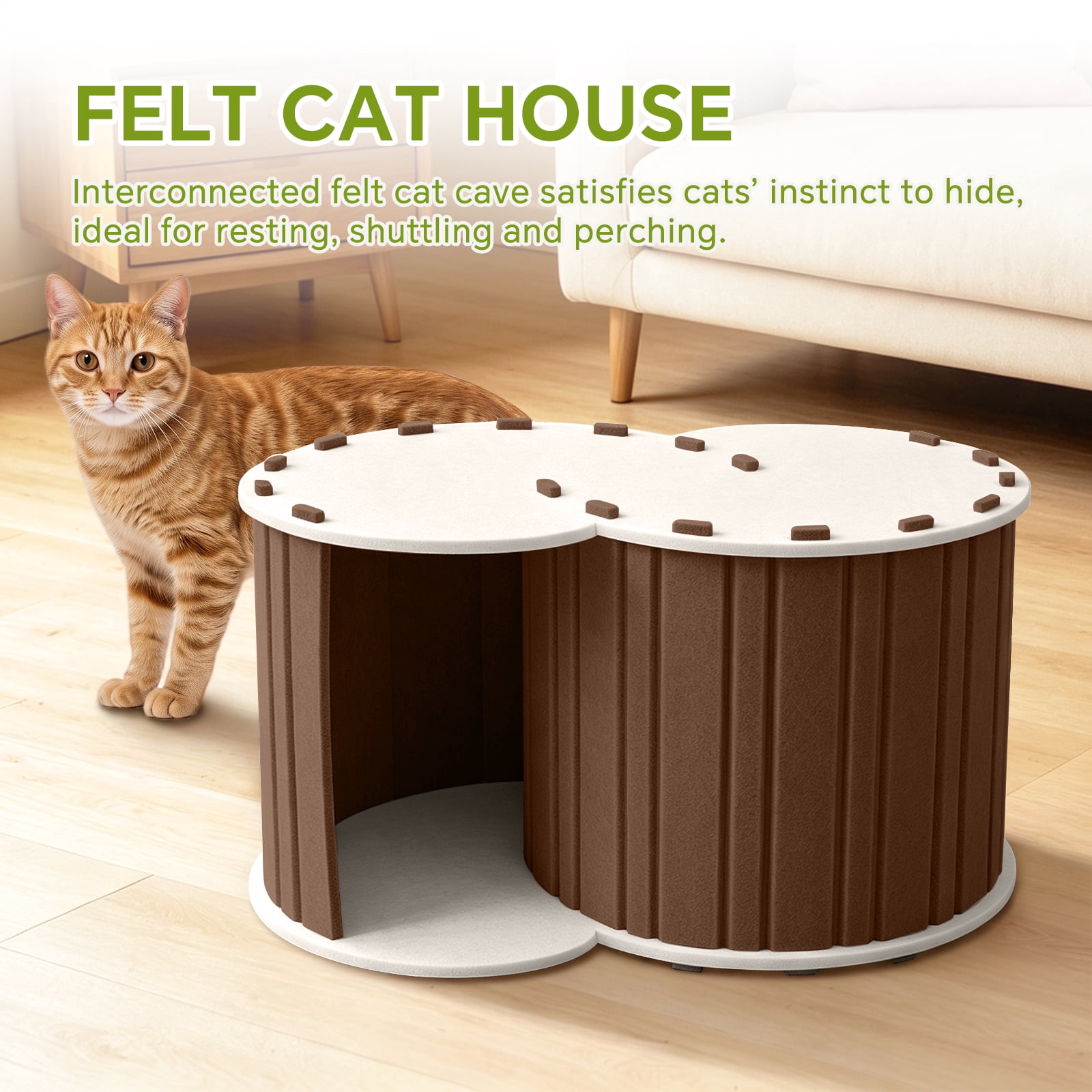 Foldable Cat Tunnel Pet House, Security Senses Interactive Educational Toy, Pet Play Rest Tunnel Hideout for Kittens & Small Animals
