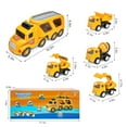 thumbnail image 5 of QIYAA 5 In 1 Vehicles Transport Truck Carrier Toy with Excavator Mixer Crane Dump Real Siren Brake Sounds & Lights Gift for Kids, 5 of 7