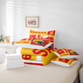 thumbnail image 5 of Erosebridal Sports Theme Bedding Sets King Size,American Football Comforter Sets with Sheets,Red Orange Rugby City Silhouette Bed in a Bag King Size,Luxurious Bedroom Decorative Reversible,7-Piece, 5 of 7