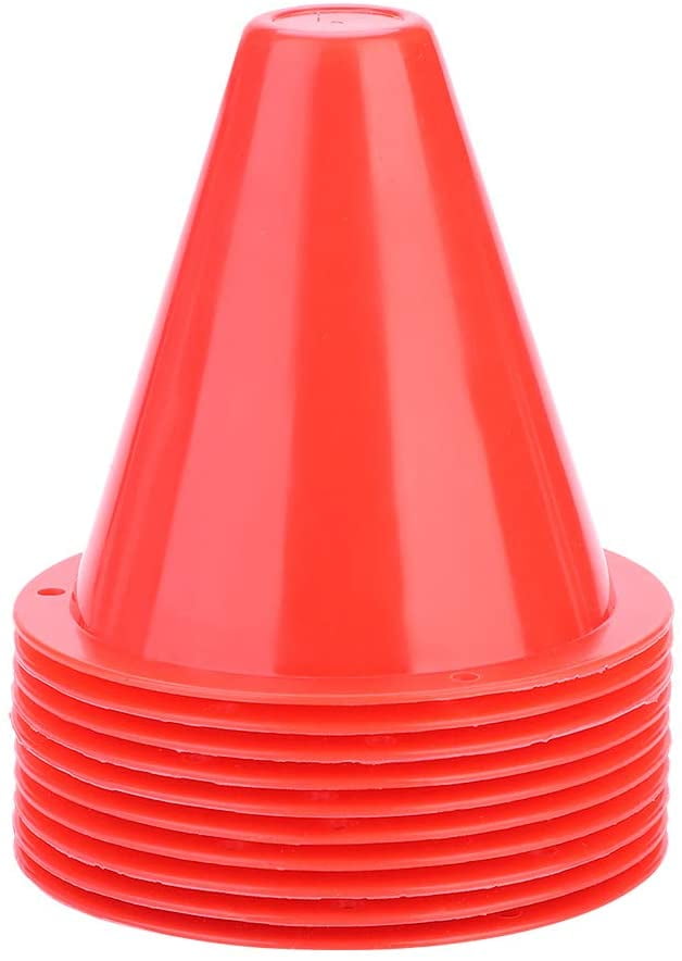 Training Traffic Cones Set 10pcs Soccer Cones Football Training Cone Markers Multipurpose Barriers Plastic Marker Holder Accessory for Kids Adults Sports Speed Agility Training Practice 