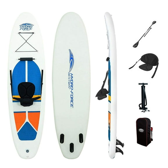 Bestway Hydro-Force White Cap 10' Inflatable Stand Up Paddle Board Kayak Set with Aluminum Oar