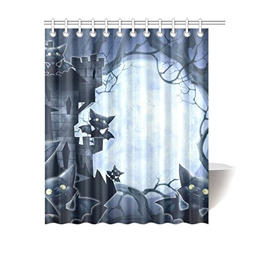 Halloween Bats Shower Curtain Bathroom Decor Waterproof Fabric Polyester Hooks