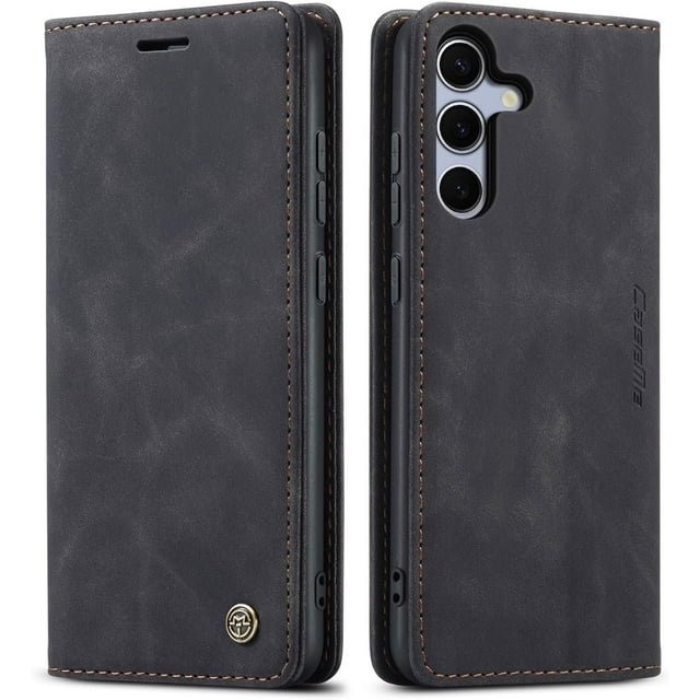 Funda para Samsung Galaxy S25, diseño clásico de cuero tipo billetera, cierre magnético, función atril, ranura para tarjetas, protección a prueba de golpes para Samsung Galaxy S25