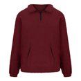 thumbnail image 6 of CaComMARK PI Clearance Mens Fleece Sherpa Sweatshirt 1/4 Zipper Casual Loose Solid Pullover Kangaroo Pocket Fall Winter Unisex Tops Wine 14(XXL), 6 of 7