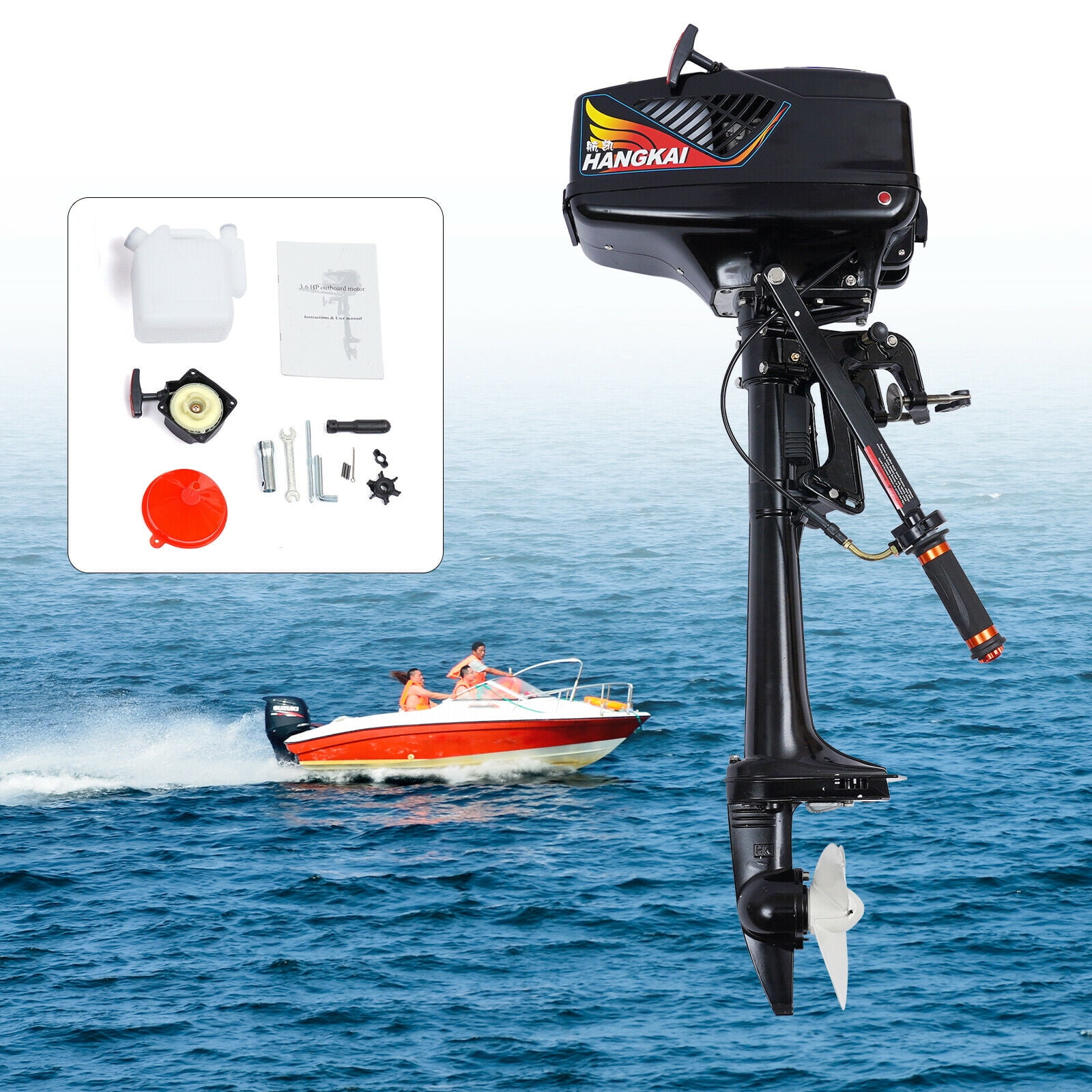 Outboard Motor,3.6HP 2Stroke Outboard Motor Engine Fishing Boat Motor