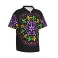 thumbnail image 2 of Easygdp Mardi Gras5 Men's Hawaiian Shirts Print Lapel Short Sleeve for Beach, vacation, party, casual occasions - 3X-Large, 2 of 9