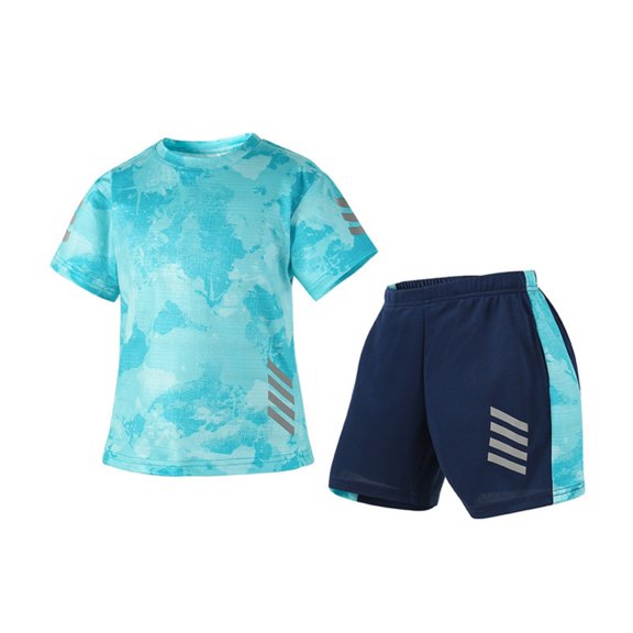 Grblisyd Boys' 2 Piece Outfits Set Summer Short Sleeve Crew Neck T shirts and Shorts Kids Casual Clothes 10-12 Years