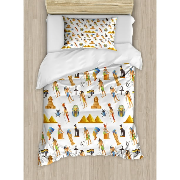 Travel Duvet Cover Set Egyptian Themed Mythological Signs Pyramids And Repetitive Pattern Decorative Bedding With Pillow Shams Multicolor By Ambesonne Com - Egyptian Themed Bedding Set Travel Duvet Cover Set Egyptian Themed Mythological Signs Pyramids And Repetitive Pattern Decorative Bedding With Pillow Shams Multicolor By Ambesonne Com - Egyptian Themed Bedding Set