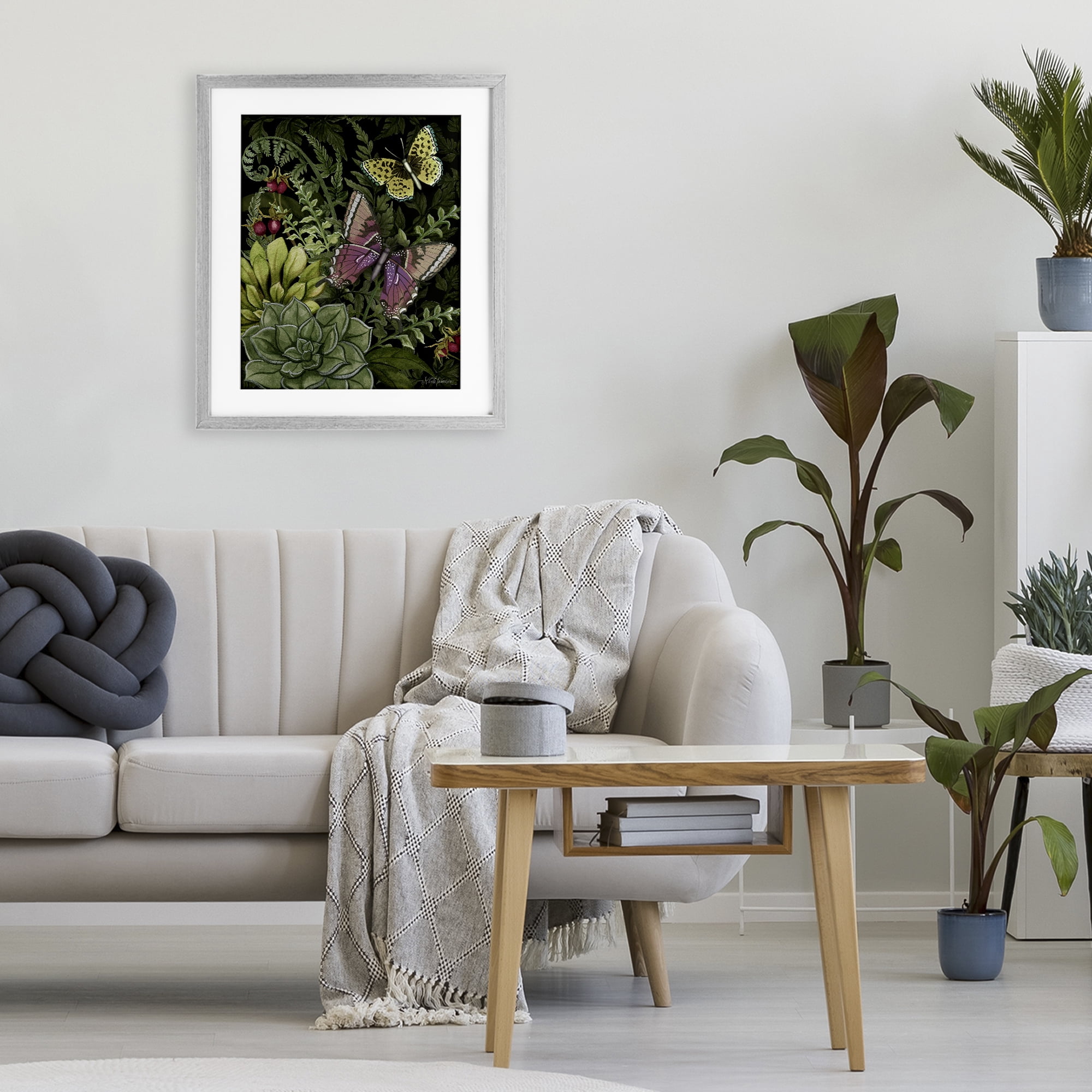 Stupell Industries Dark Succulents Midnight Garden Gray Framed Print Under Glass, design by Nicole Tamarin