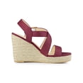 thumbnail image 3 of BLISSFUL STEP Women's Shoes Crisscross Ankle Strap Espadrille Wedge Sandals Burgundy 6, 3 of 8