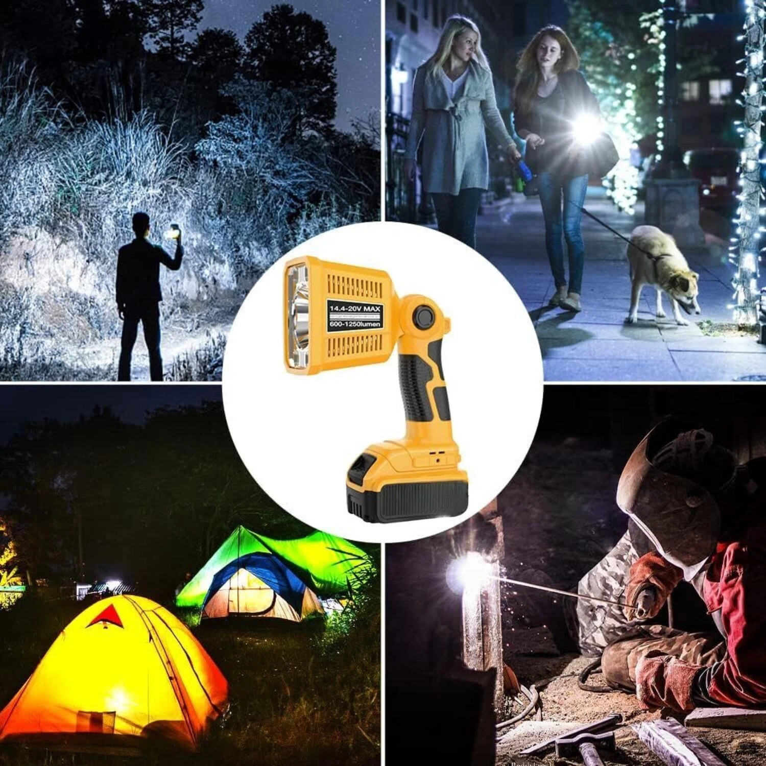 1250LM Flashlight for Dewalt 20V Battery Spotlight Jobsite Light LED Work Light