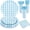 Light Blue, variant on 175 Pcs Gingham Party Supplies Include Yellow Gingham Plates and Napkins Cups Plastic Cutlery Disposable Yellow Checkered Plates Set for Golf Master Party, Picnic, Baby Shower