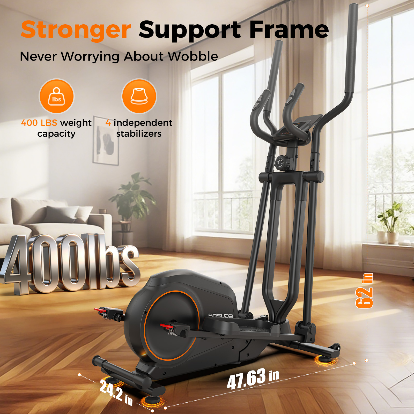 Yosuda Foldable Elliptical Machine with 16 Resistance Levels photo 6
