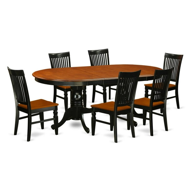 East West Furniture Plainville 7 Piece Oval Dining Table Set with Wood