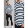 thumbnail image 5 of DARING DIVA Men's Striped Sweatshirts  Stripes Long Sleeve Casual T-Shirt XL Navy White, 5 of 6