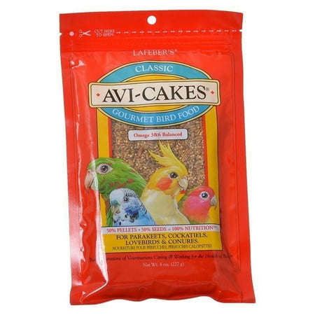 Lafeber Classic Avi-Cakes Gourmet Parakeet, Cockatiel & Conure Food 8 oz Pack of 2