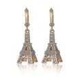 thumbnail image 1 of Pendientes colgantes de la Torre Eiffel con circonitas chapados en oro de 18 quilates, nuevo estilo, 1 of 5