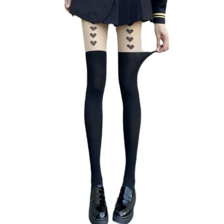 

BOOMTB Women Sexy Patchwork Heart Over-knee Socks Cute Lolita Style Lovely Long Socks