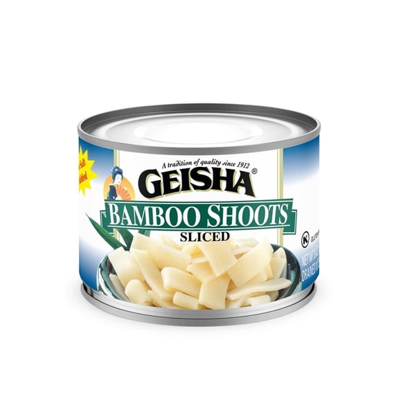 GEISHA Bamboo Shoots Sliced 8OZ. (Pack of 12), Bamboo Shoots | Kosher Certified － No Salt & Sugar added － Gluten Free－Less than 100 Calories per Container