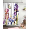 thumbnail image 3 of Easter Shower Curtain Iris Flower Butterfly Shower Curtains for Bathroom Decor Floral Leaves Branch Purple Bath Curtains Sets for Spring Easter Bathroom Decor Fabric Waterproof Standard 72" X 72", 3 of 5