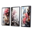 thumbnail image 3 of Designart "Parisian Balconies in Pink Elegance II" Cityscapes Framed Wall Art Set Of 3 - Pink Paris Frame Gallery Wall Set For Home Decor, 3 of 7