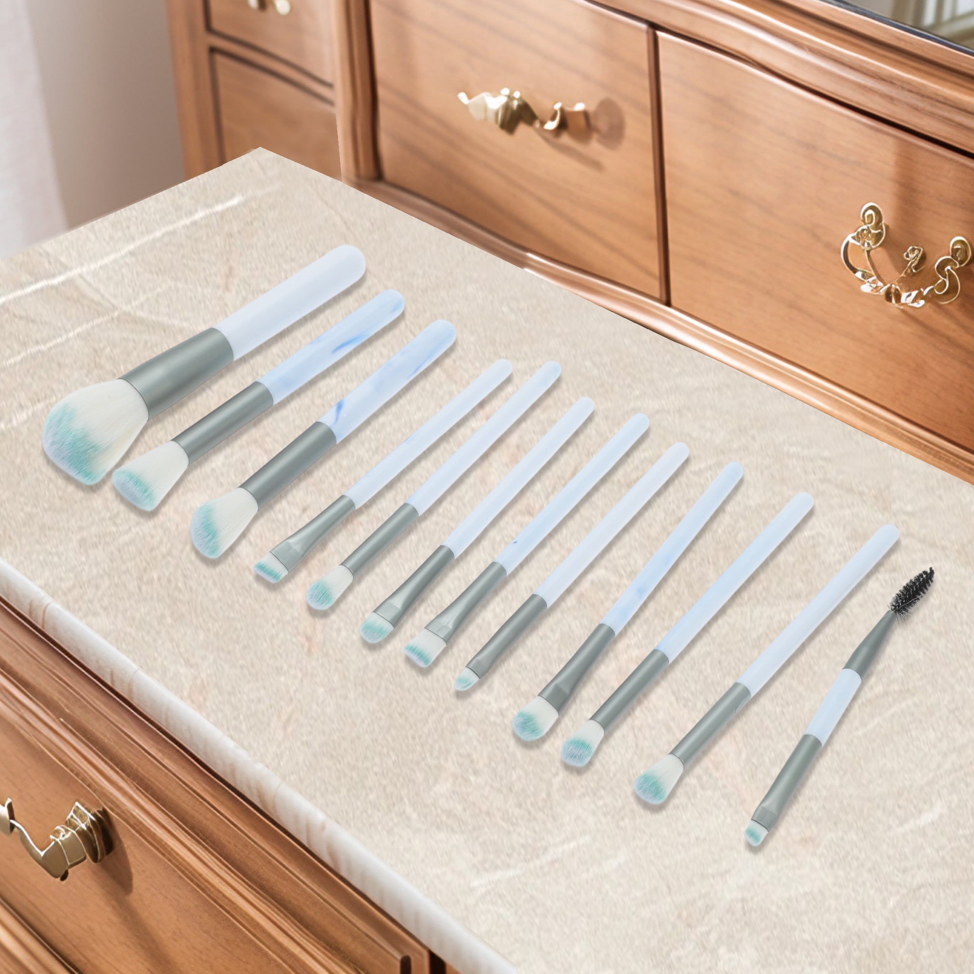Unique Bargains 12 Pcs Lightweight Makeup Brush for Travel Blue