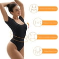 thumbnail image 3 of SHAPERX Square Neck Short Sleeve Bodysuit for Women Tummy Control Shapewear Seamless Sculpting Body Shaper, 3 of 7