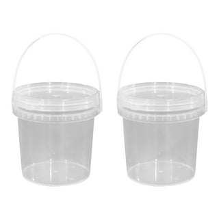 1 Gallon (128 oz) Clear Plastic Bucket with Lid and Handle (1 Pack), Ice  Cream Tub with Lids - Food Grade Freezer and Microwave Safe Food Storage