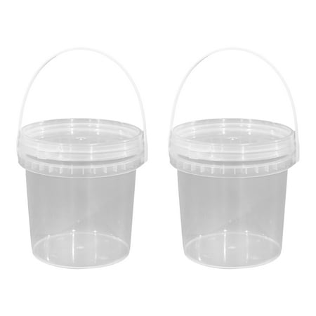 

2Pcs Round Storage Bucket Handheld Food Bucket Ice Cream Storage Bucket with Handle