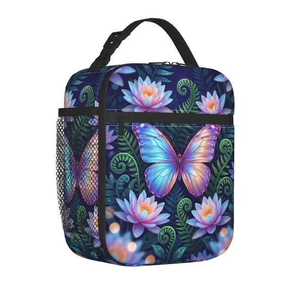 Butterfly Lunch Box, Reusable Insulated Tote Bag, Portable Thermal Cooler with Butterfly Design, Compact Meal Prep Bag for Work, Travel, and Picnics