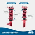 thumbnail image 4 of BFO Coilovers for Toyota Corolla 1987-2002 E90 E100 E110 AE92 AE101 AE11, Height Adjustable Coilovers Suspension Kit, Preset Damping Shock Absorber Struts, Lowering Kit Red, 4 of 9