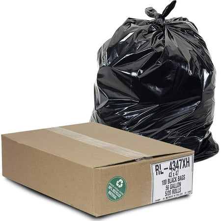 

Aluf Plastics T-Tough Roll Pack Low Density Repro Blend Star Seal Coreless Rolls Bag 56 Gallon Capacity 43 x 47 Black (Pack of 100)