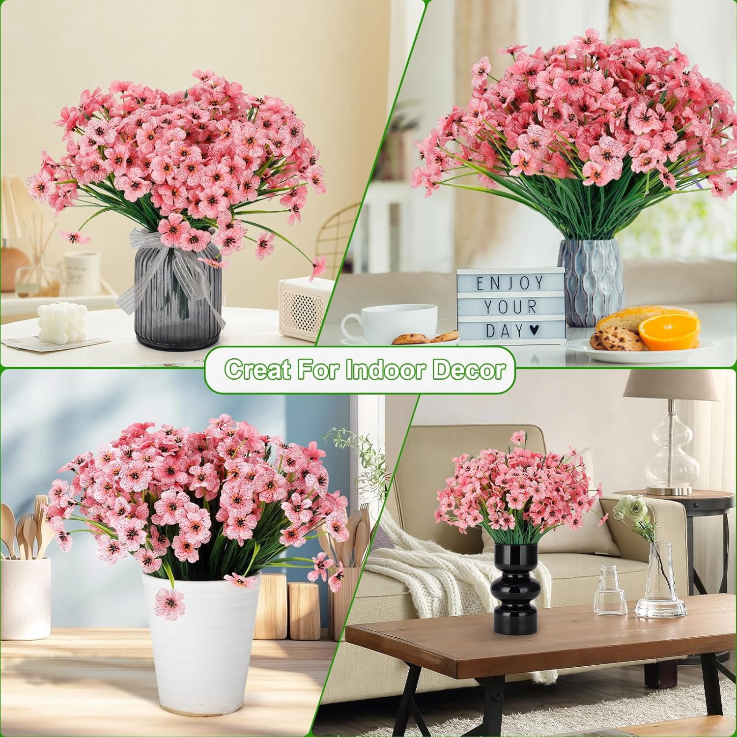 20 Bundles Artificial Flowers for Outdoors or Indoor Garden Home Decoration,No Fade Fake Flowers Faux Plants for Decoration Hanging Planters,Porch Window Box Garden Wedding Farmhouse Fake Plants