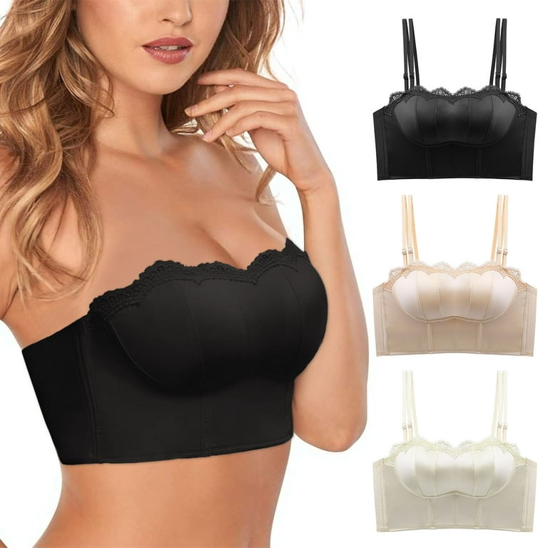 noarlalf strapless bras for women lace up sports bra cross back medium  support yoga bra for women tube tops for women 