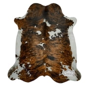 Medium Tricolor Cowhide Rug, 5x7 ft, Genuine Leather, Natural Cowhide for Modern & Rustic Decor