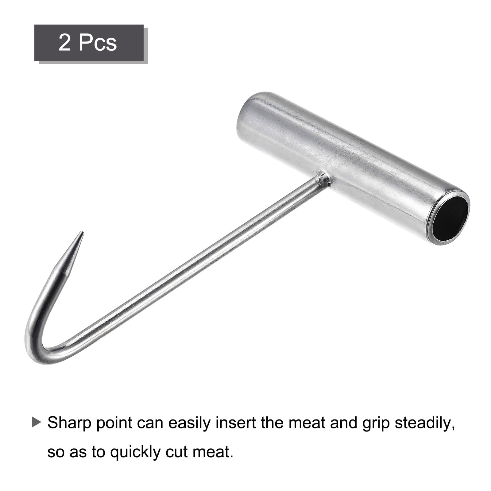 Unique Bargains T-Handle Meat Boning Hook Stainless Steel T Hooks for Kitchen 6"