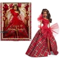 thumbnail image 1 of Barbie 2024 Holiday Barbie Dolls, Seasonal Collector Toy, Barbie Signature, Plaid Gown with Red Bow, Displayable Packaging, Light Brown Hair, 1 of 5