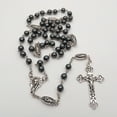 thumbnail image 6 of SDFGTstore Vintage Religion Rosary Necklace Hematite Stone Round Beads Chain with Jesus for Cross Pendant Necklace Charms Prayer Catholic Jewelry Gift, 6 of 7