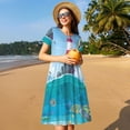 thumbnail image 4 of Disketp Lighthouse Sea Port para Vestido de Manga Corta para Mujeres, Vestidos de Verano para Mujeres, Casual y Holgado para la Playa, 4 of 6