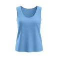 thumbnail image 7 of ClodeEU Women's Waffle Knit Crewneck Sleeveless Tank Top ,Solid Color Casual Cami Light Blue,Women's Plus L, 7 of 7
