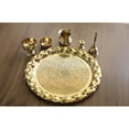 thumbnail image 3 of Indian Art Villa Brass Pooja Thali Set with Embossed Design, 10.1 Inches Diameter, 6 Pieces Set, Spiritual and Pooja Purpose, Temple Home, 3 of 5