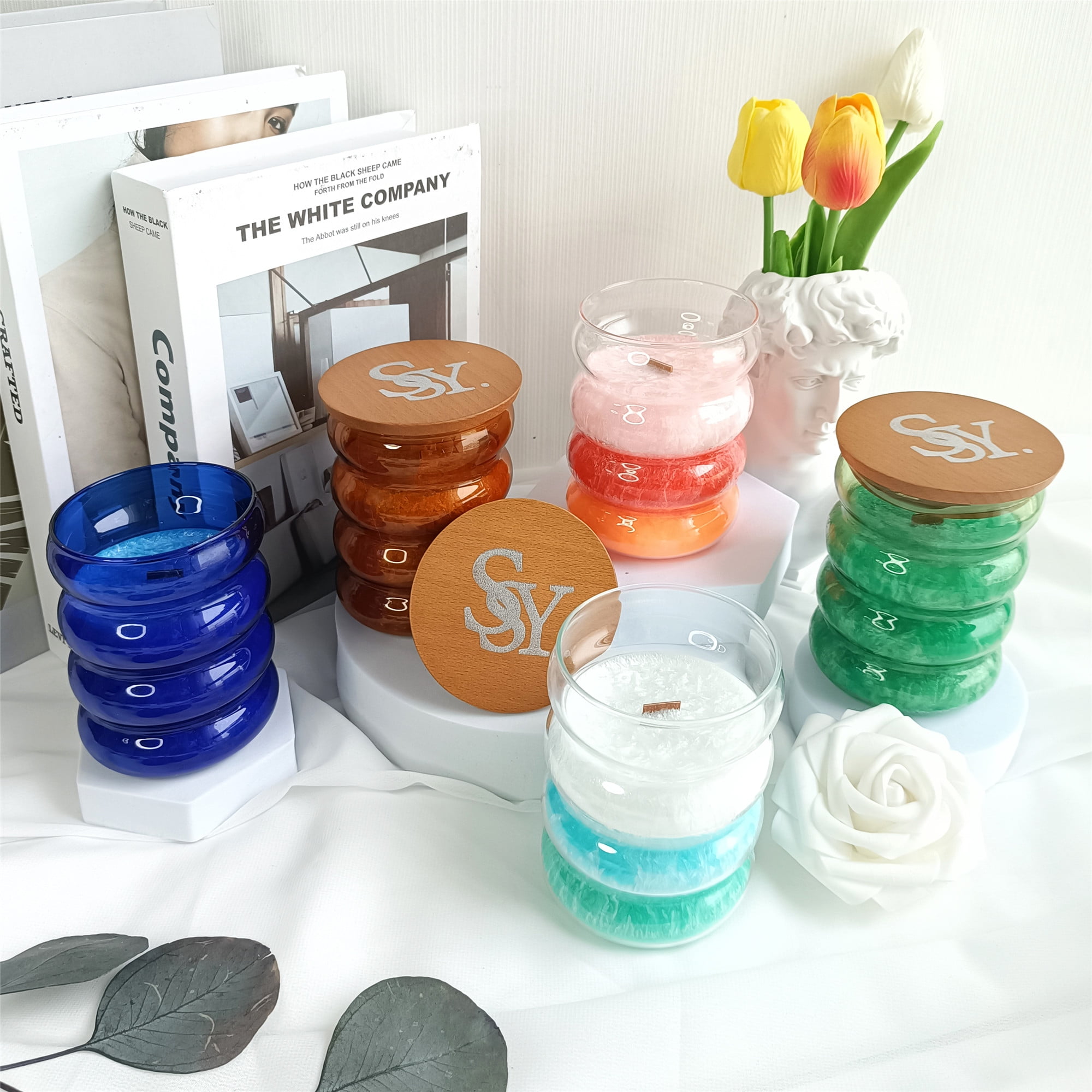 Orange Scented Candles for Home - Jar Candles 8.4 oz Burn Time 50+H- Wooden Wick Candles - Candles Gifts for Women