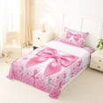 thumbnail image 5 of Erosebridal Pink Cute Bowknot Kids Twin Sheet Sets,Ballet Girls Silhouette Bedding 3-Piece, 5 of 6