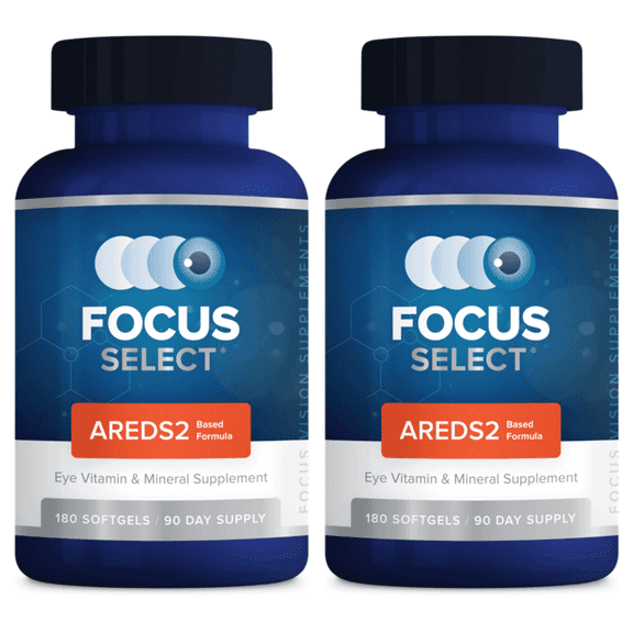 Focus Select® AREDS2-Based Eye Vitamins, 360 Softgels, 180-Day Supply Twin Pack, Lutein, Zeaxanthin, Vitamins C & E, 25 mg Zinc
