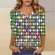 thumbnail image 2 of TaTaai Women's Fashion Christmas Printed Loose Casual V Neck With Three Quarter Sleeves And 3/4 Sleeves T-shirt Pullover Top Gift, 2 of 5