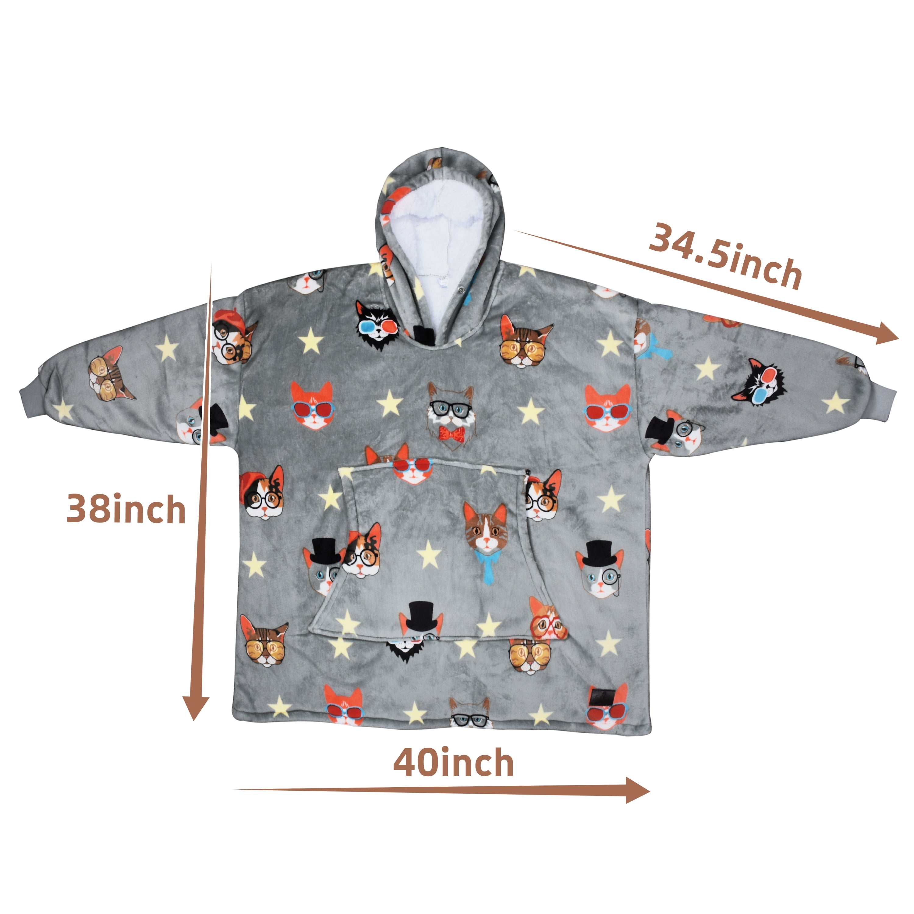 Catalonia Oversized Wearable Blanket Hoodie Sweatshirt, Comfortable Sherpa Lounging Pullover for Adults Men Women Teenagers Wife Girlfriend Gift