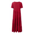 thumbnail image 4 of TSADFHJI Jupes en Velours Côtelé pour Femmes Maxi Boho Robe Maxi Manches Courtes Ourlet Asymétrique Tenue de Plage Robe de Vacances Légère S Rouge, 4 of 4