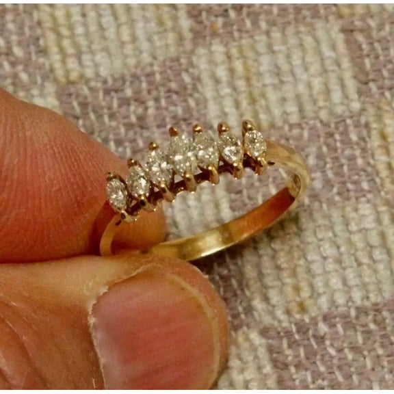 2Ct Marquise Lab Created Diamond Engagement Ring 14k Yellow Gold Finish Silver