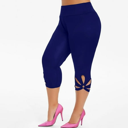 

Women s Cutout Cropped Pants Large Size Solid Color Sports Yoga Leggings Thin Tight Stylish Cropped Trousers Slim-fit Render pants 100.00 * 40.00 * 2.00cm Ladies Blue 2XL