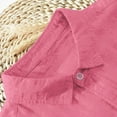 thumbnail image 6 of IROINNID Hawaiian Shirt for Men Solid Cotton Linen Shirt Hawaiian Long Sleeve Neck Shirt Beach Top/shirt Blouse,Pink, 6 of 7
